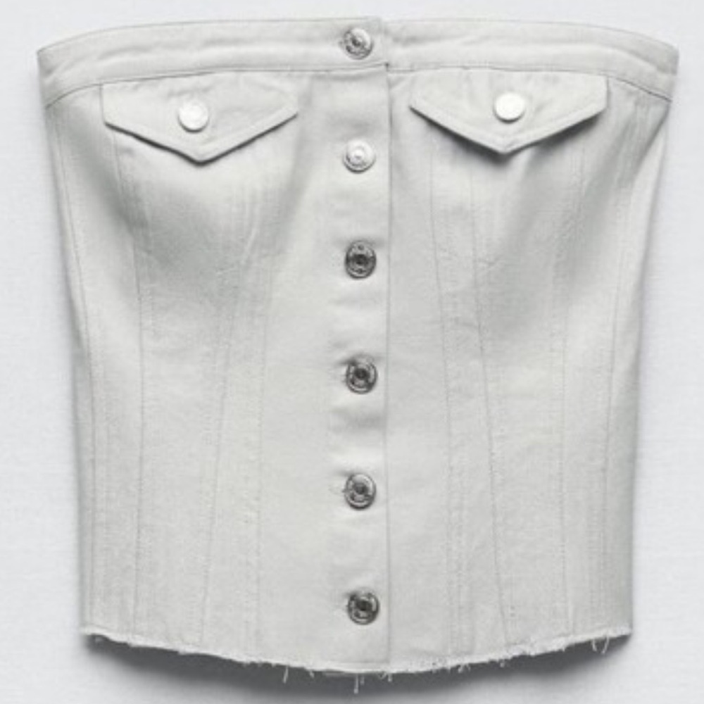 Zara Blue Sleeveless Bustier Top